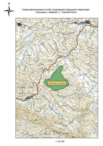 Карта урочищ в верховьях реки Кавярзе (Горячий Ключ)