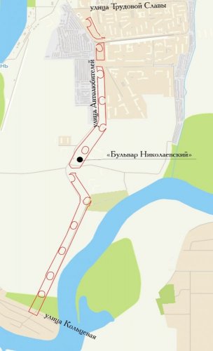 Схема расположения зеленой зоны "Николаевский бульвар" (Краснодар)